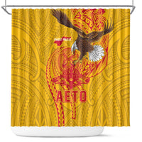 American Samoa Fautasi Race Shower Curtain Aeto Pago Pago with Eagle Samoan Tribal Patterns LT03 Multicolor - Polynesian Pride