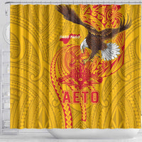 American Samoa Fautasi Race Shower Curtain Aeto Pago Pago with Eagle Samoan Tribal Patterns LT03 - Polynesian Pride