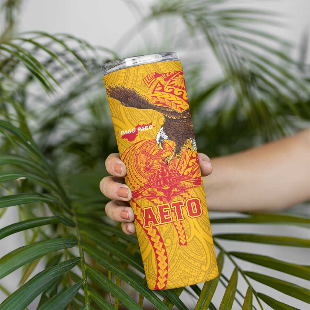 American Samoa Fautasi Race Skinny Tumbler Aeto Pago Pago with Eagle Samoan Tribal Patterns LT03 - Polynesian Pride