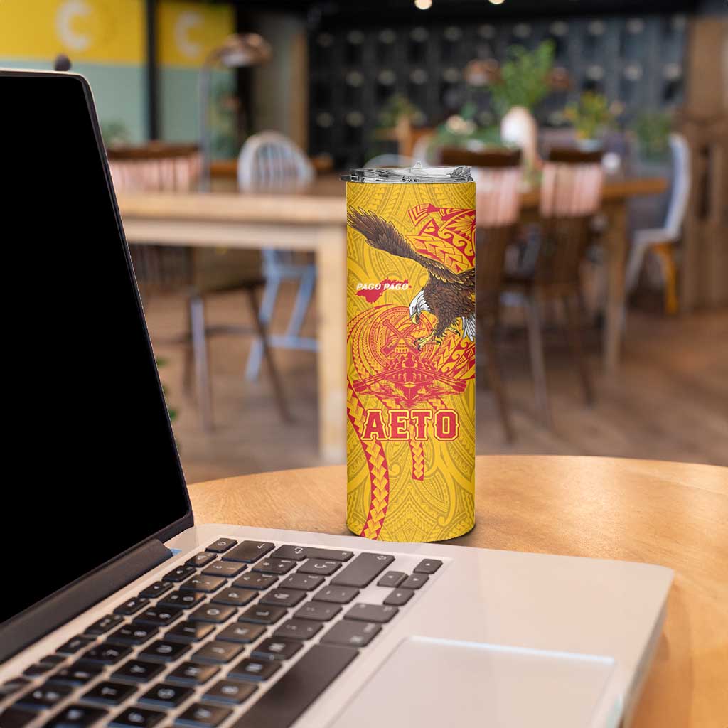 American Samoa Fautasi Race Skinny Tumbler Aeto Pago Pago with Eagle Samoan Tribal Patterns LT03 - Polynesian Pride