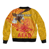 Personalized American Samoa Fautasi Race Sleeve Zip Bomber Jacket Aeto Pago Pago with Eagle Samoan Tribal Patterns