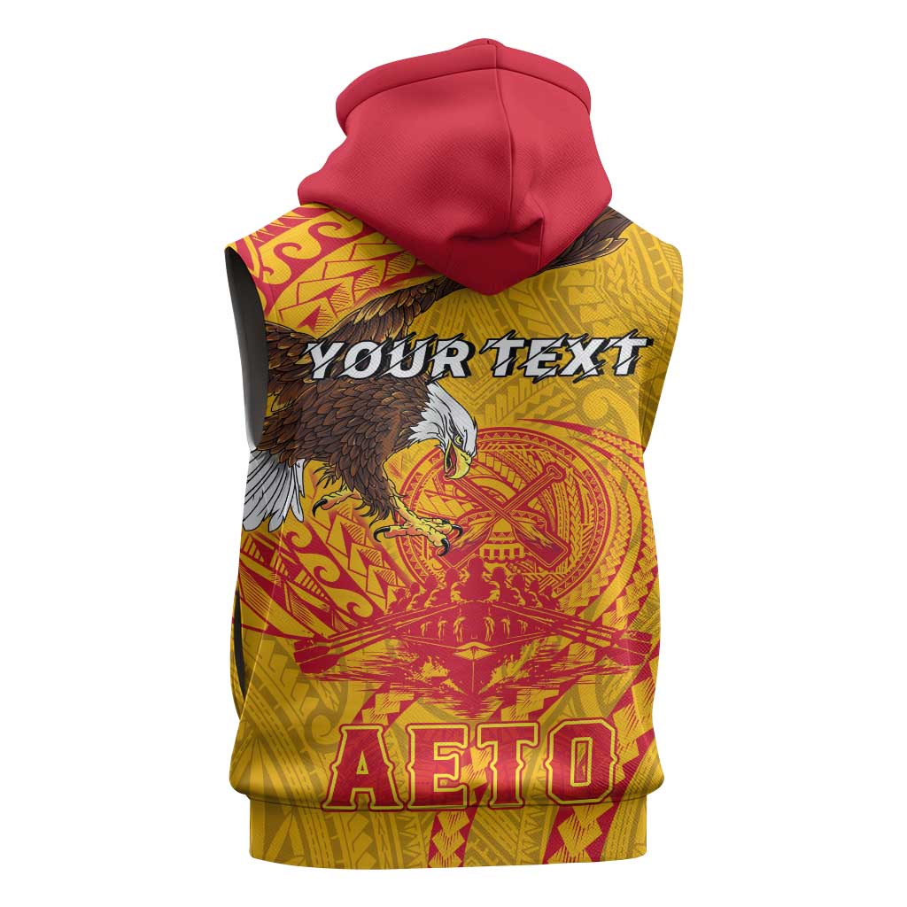 Personalized American Samoa Fautasi Race Sleeveless Hoodie Aeto Pago Pago with Eagle Samoan Tribal Patterns LT03 - Polynesian Pride