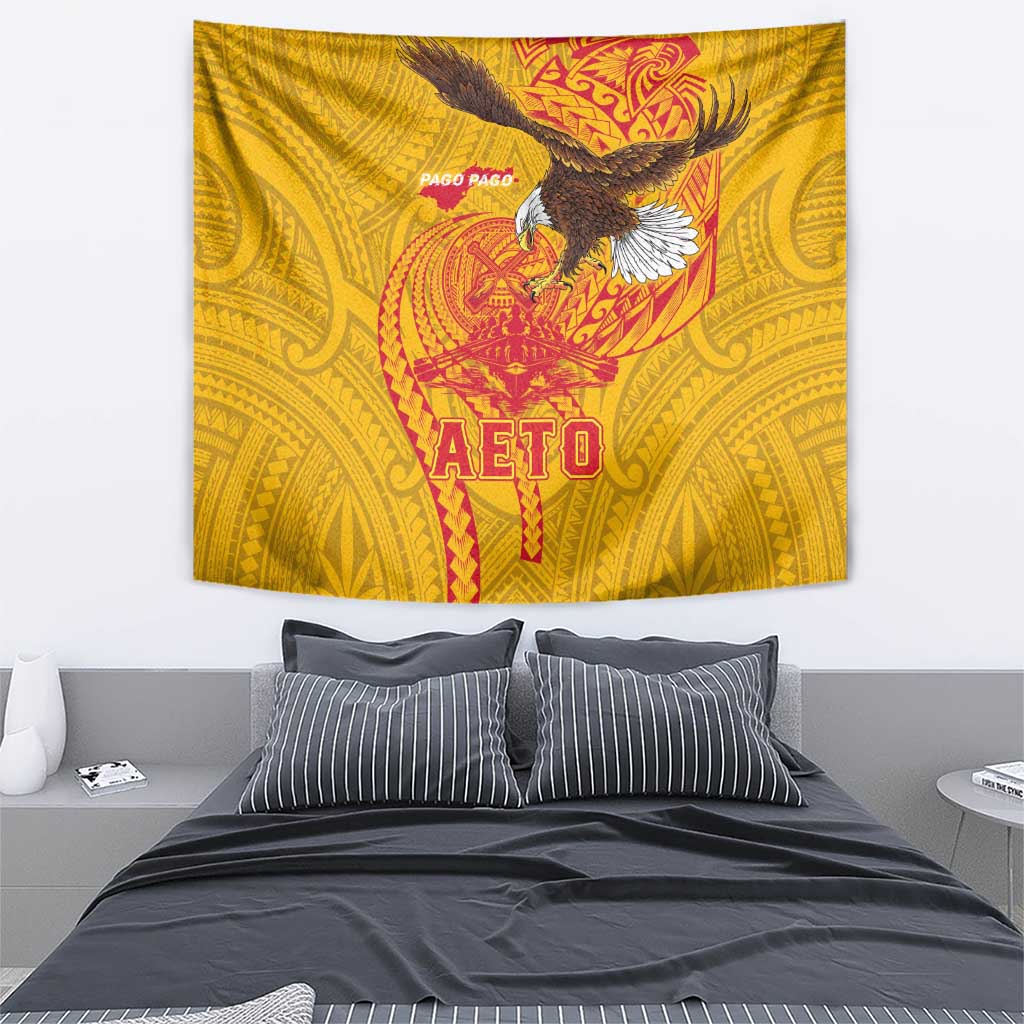 American Samoa Fautasi Race Tapestry Aeto Pago Pago with Eagle Samoan Tribal Patterns LT03 - Polynesian Pride