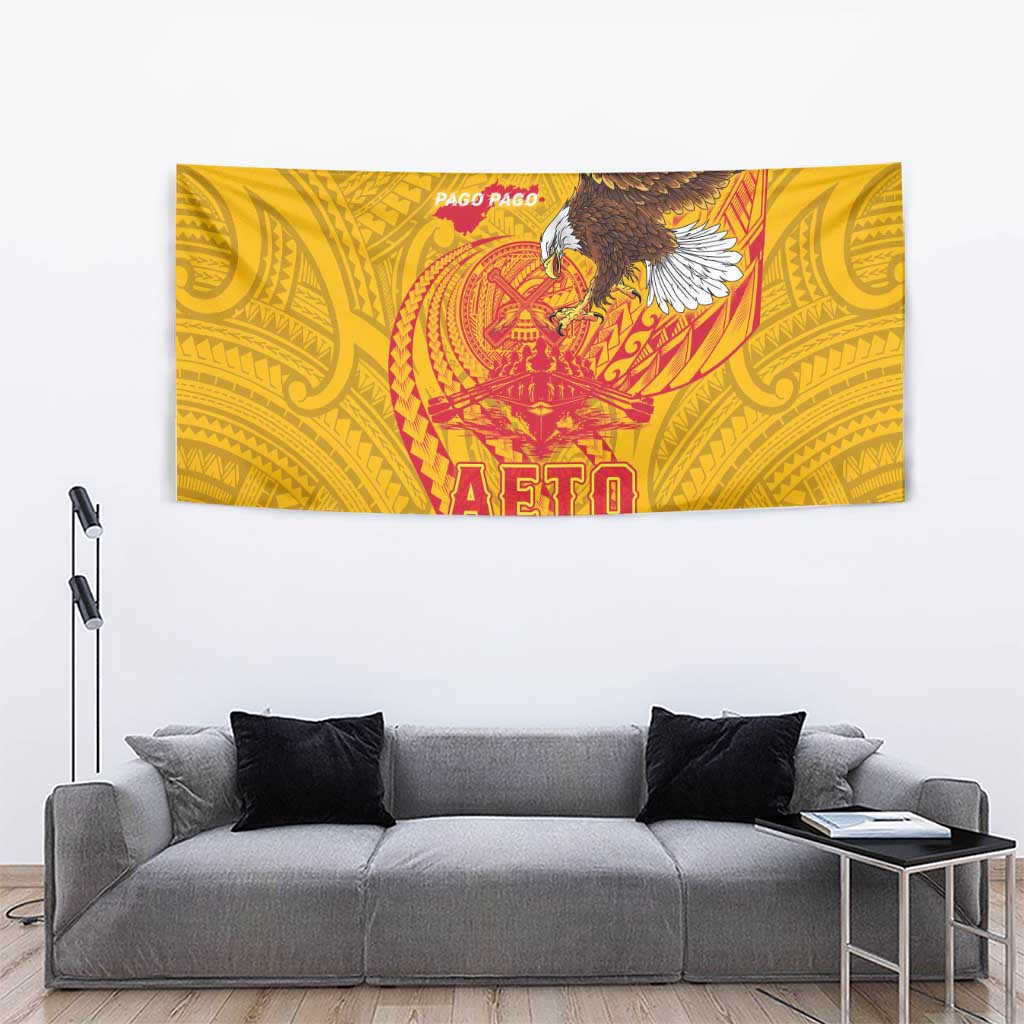 American Samoa Fautasi Race Tapestry Aeto Pago Pago with Eagle Samoan Tribal Patterns LT03 - Polynesian Pride