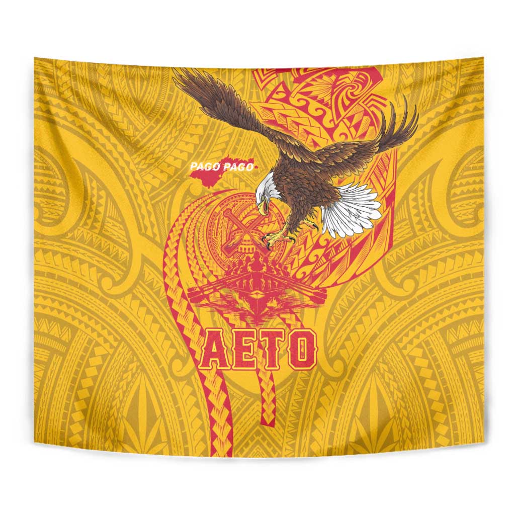 American Samoa Fautasi Race Tapestry Aeto Pago Pago with Eagle Samoan Tribal Patterns LT03 - Polynesian Pride