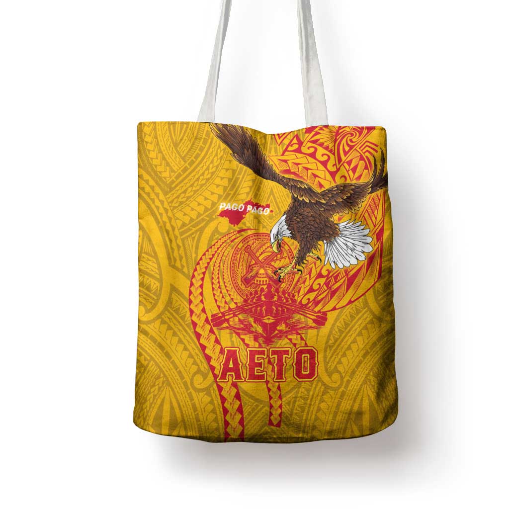 American Samoa Fautasi Race Tote Bag Aeto Pago Pago with Eagle Samoan Tribal Patterns LT03 - Polynesian Pride