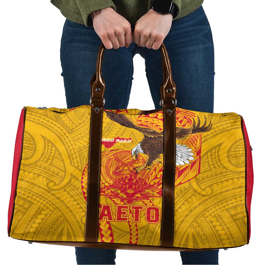 American Samoa Fautasi Race Travel Bag Aeto Pago Pago with Eagle Samoan Tribal Patterns LT03 Multicolor - Polynesian Pride