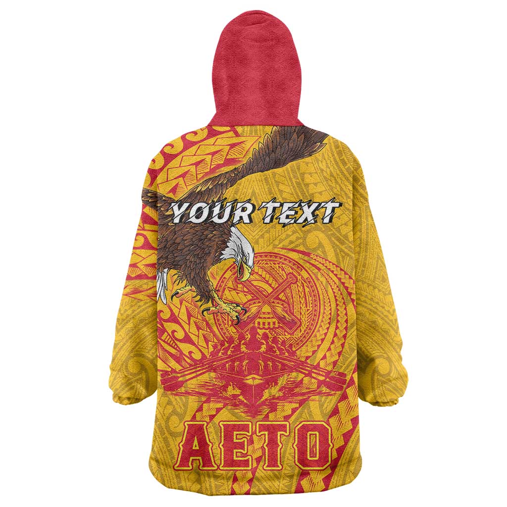 Personalized American Samoa Fautasi Race Wearable Blanket Hoodie Aeto Pago Pago with Eagle Samoan Tribal Patterns LT03 - Polynesian Pride