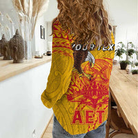Personalized American Samoa Fautasi Race Women Casual Shirt Aeto Pago Pago with Eagle Samoan Tribal Patterns