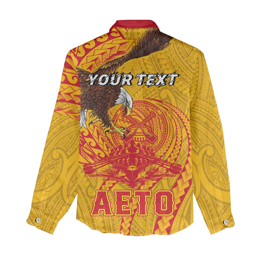 Personalized American Samoa Fautasi Race Women Casual Shirt Aeto Pago Pago with Eagle Samoan Tribal Patterns