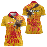Personalized American Samoa Fautasi Race Women Polo Shirt Aeto Pago Pago with Eagle Samoan Tribal Patterns