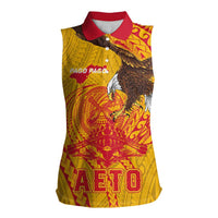 Personalized American Samoa Fautasi Race Women Sleeveless Polo Shirt Aeto Pago Pago with Eagle Samoan Tribal Patterns LT03 Female Multicolor - Polynesian Pride