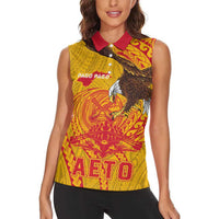 Personalized American Samoa Fautasi Race Women Sleeveless Polo Shirt Aeto Pago Pago with Eagle Samoan Tribal Patterns LT03 - Polynesian Pride
