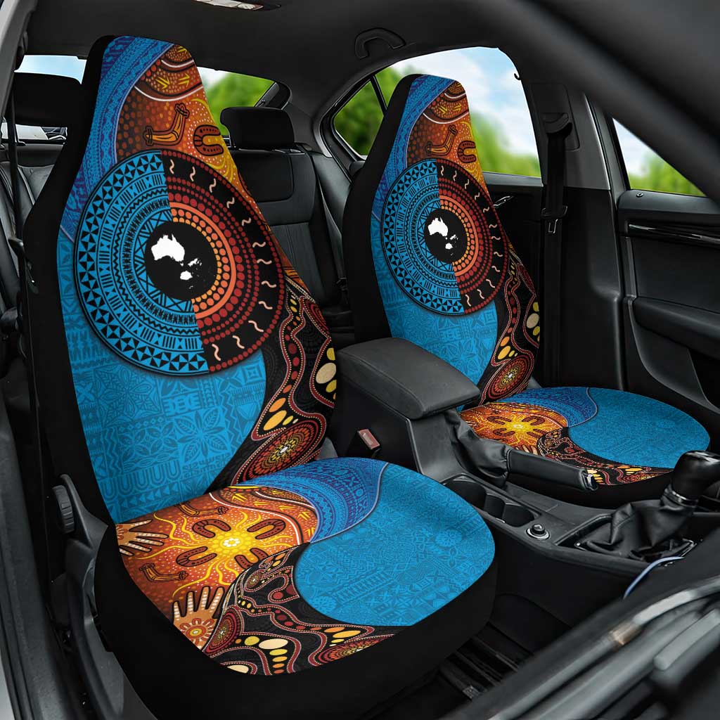 Fiji and Australia Together Car Seat Cover Tapa Tribal Tattoo mix Aboriginal Pattern