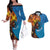 Fiji and Australia Together Couples Matching Off The Shoulder Long Sleeve Dress and Hawaiian Shirt Tapa Tribal Tattoo mix Aboriginal Pattern