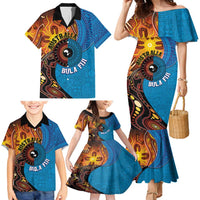 Fiji and Australia Together Family Matching Mermaid Dress and Hawaiian Shirt Tapa Tribal Tattoo mix Aboriginal Pattern