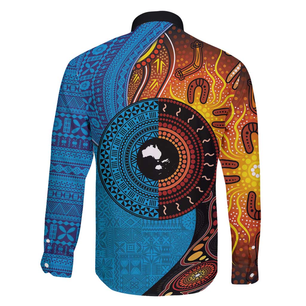 Fiji and Australia Together Family Matching Mermaid Dress and Hawaiian Shirt Tapa Tribal Tattoo mix Aboriginal Pattern