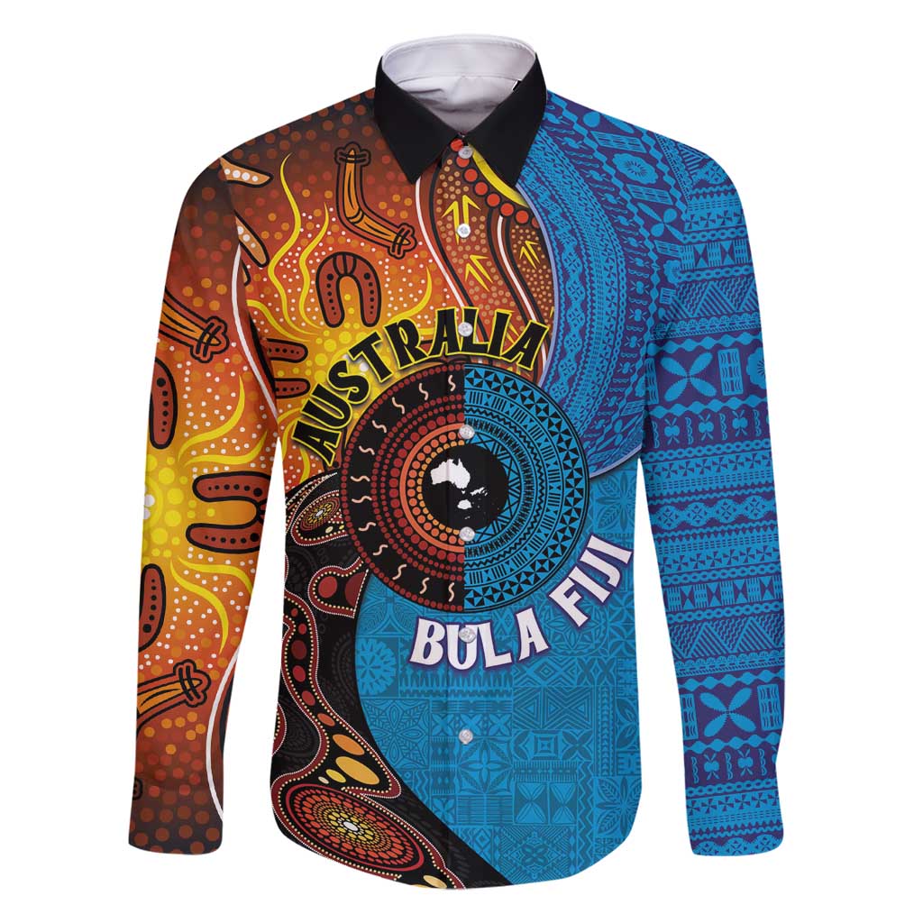 Fiji and Australia Together Family Matching Summer Maxi Dress and Hawaiian Shirt Tapa Tribal Tattoo mix Aboriginal Pattern