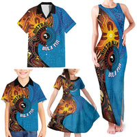 Fiji and Australia Together Family Matching Tank Maxi Dress and Hawaiian Shirt Tapa Tribal Tattoo mix Aboriginal Pattern