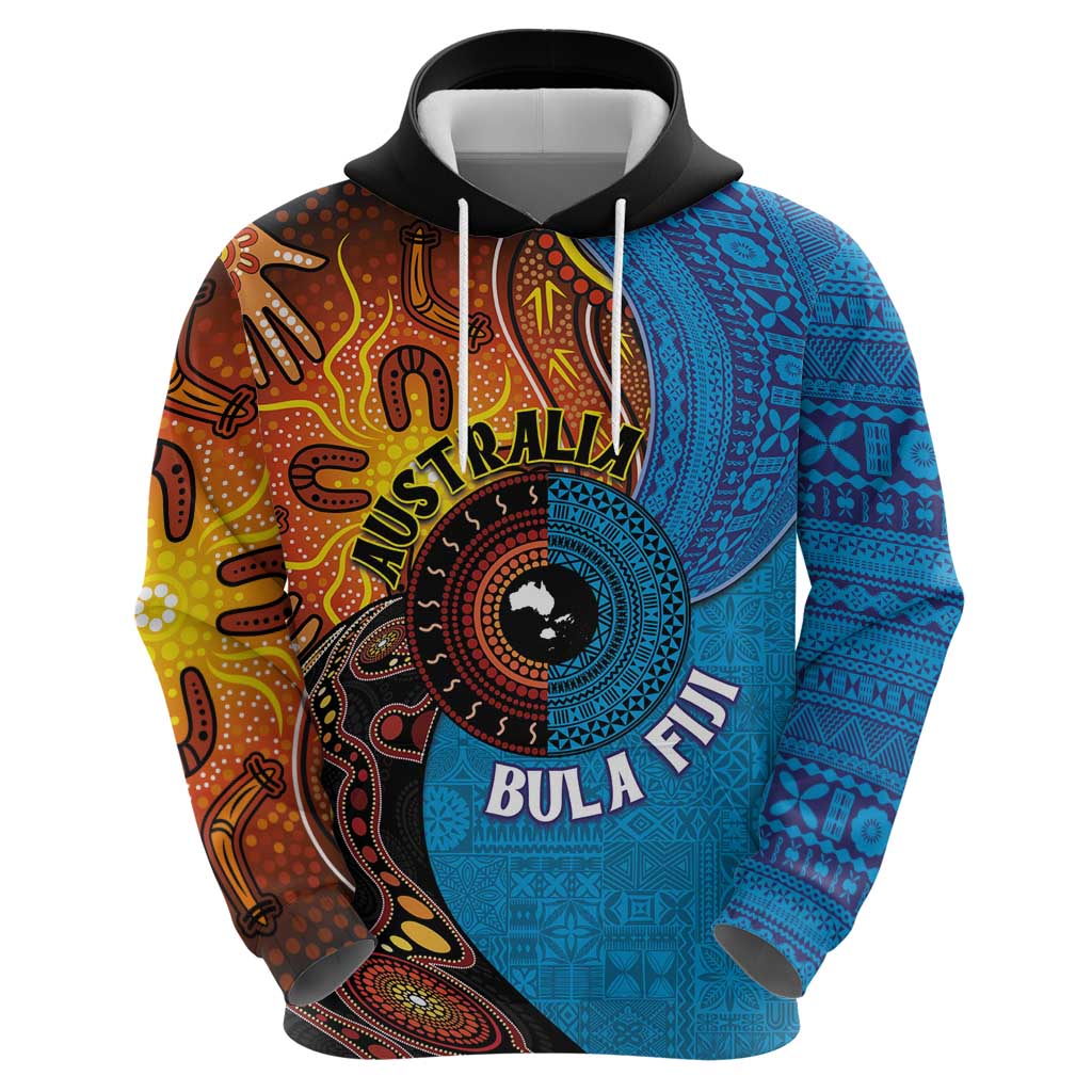 Fiji and Australia Together Hoodie Tapa Tribal Tattoo mix Aboriginal Pattern