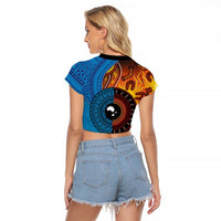 Fiji and Australia Together Raglan Cropped T Shirt Tapa Tribal Tattoo mix Aboriginal Pattern