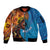 Fiji and Australia Together Sleeve Zip Bomber Jacket Tapa Tribal Tattoo mix Aboriginal Pattern