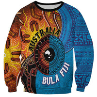 Fiji and Australia Together Sweatshirt Tapa Tribal Tattoo mix Aboriginal Pattern