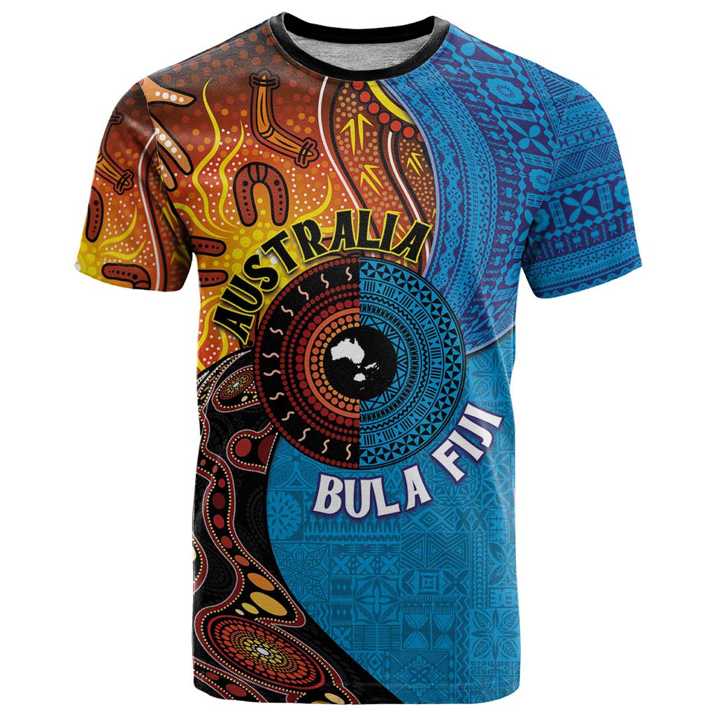 Fiji and Australia Together T Shirt Tapa Tribal Tattoo mix Aboriginal Pattern