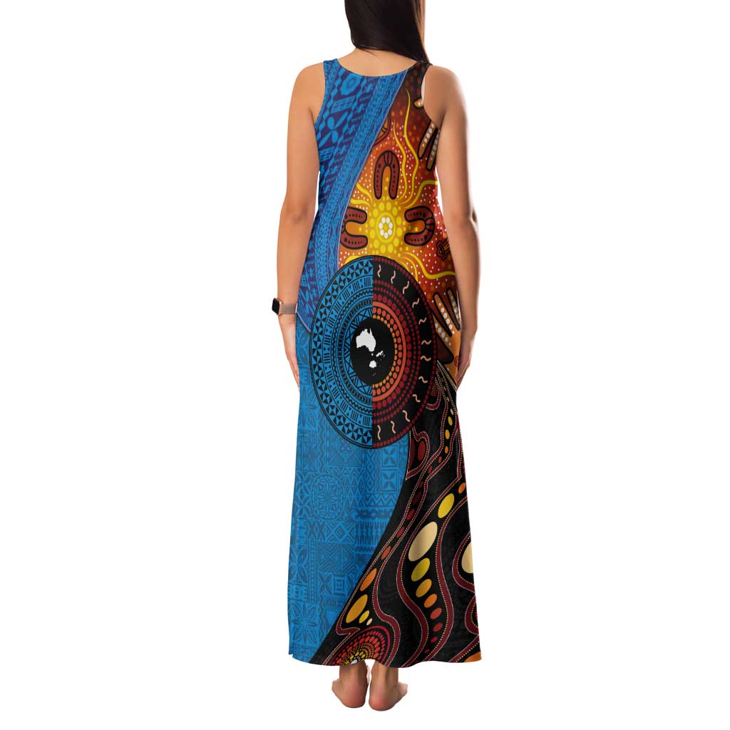 Fiji and Australia Together Tank Maxi Dress Tapa Tribal Tattoo mix Aboriginal Pattern