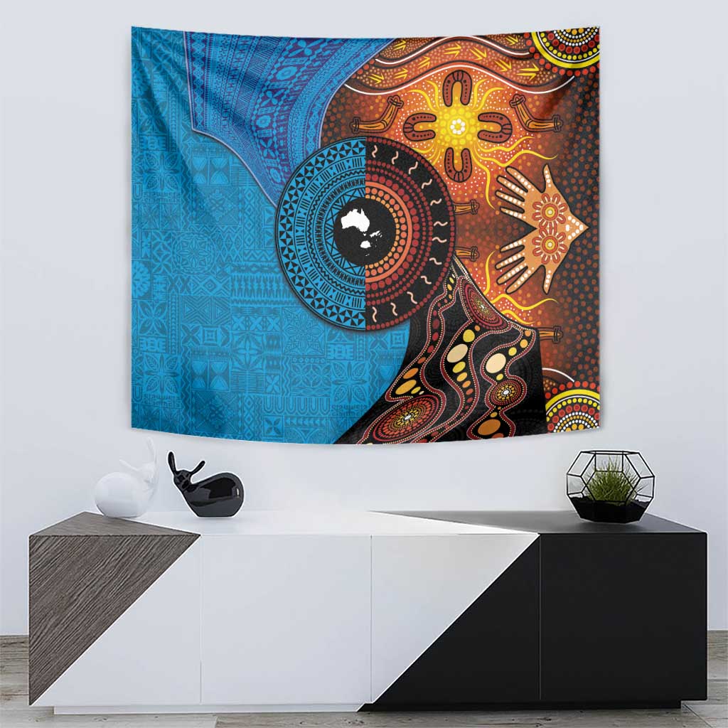 Fiji and Australia Together Tapestry Tapa Tribal Tattoo mix Aboriginal Pattern