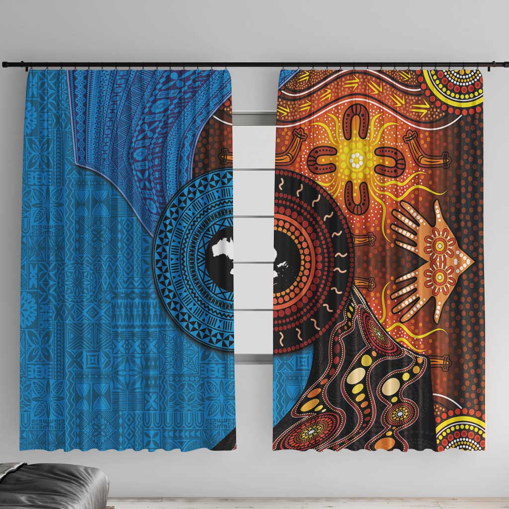 Fiji and Australia Together Window Curtain Tapa Tribal Tattoo mix Aboriginal Pattern