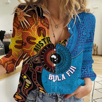 Fiji and Australia Together Women Casual Shirt Tapa Tribal Tattoo mix Aboriginal Pattern