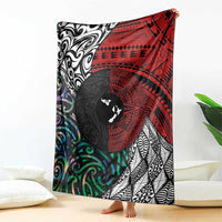 Tonga and New Zealand Together Blanket Tongan Kupesi Ngatu Tattoo and Maori Paua Shell Pattern LT03 - Polynesian Pride