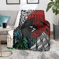 Tonga and New Zealand Together Blanket Tongan Kupesi Ngatu Tattoo and Maori Paua Shell Pattern LT03 - Polynesian Pride