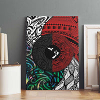 Tonga and New Zealand Together Canvas Wall Art Tongan Kupesi Ngatu Tattoo and Maori Paua Shell Pattern