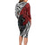 Tonga and New Zealand Together Long Sleeve Bodycon Dress Tongan Kupesi Ngatu Tattoo and Maori Paua Shell Pattern