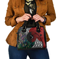 Tonga and New Zealand Together Shoulder Handbag Tongan Kupesi Ngatu Tattoo and Maori Paua Shell Pattern