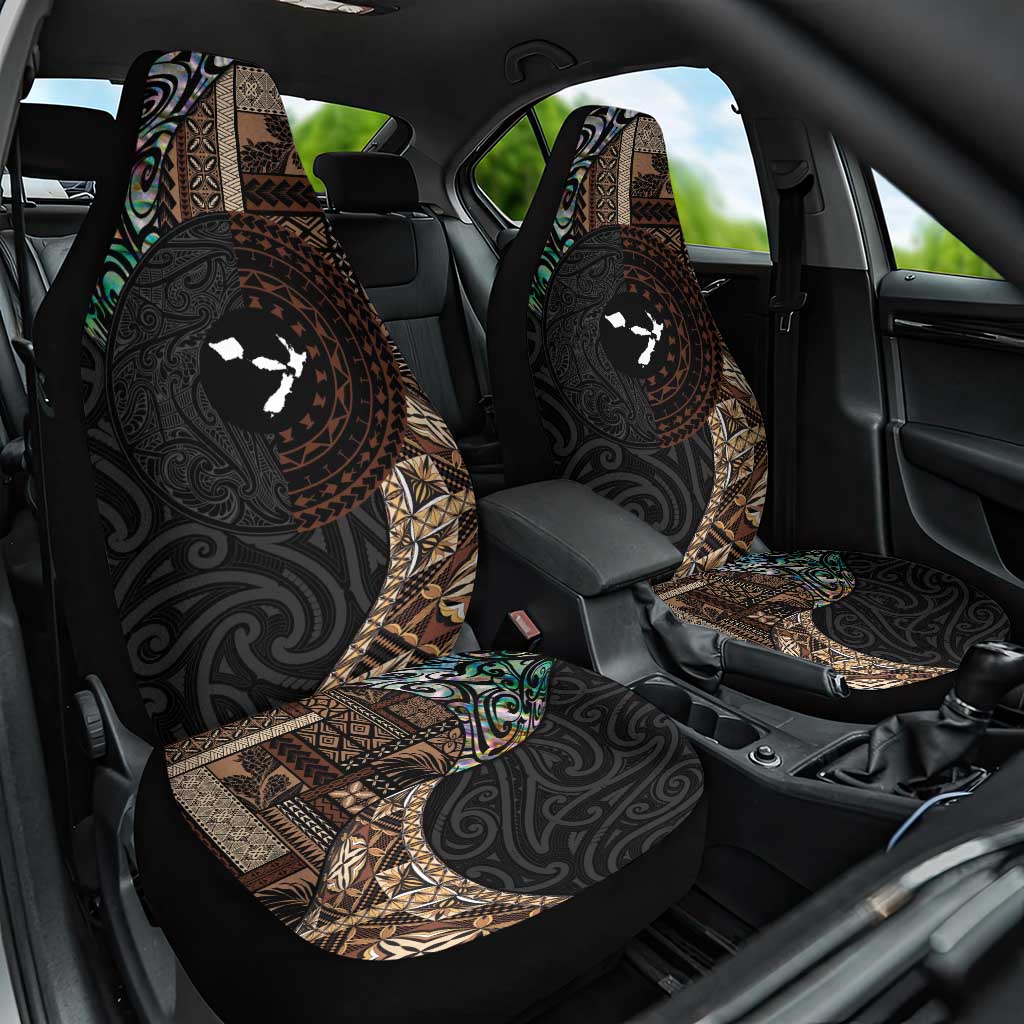 Samoa and New Zealand Together Car Seat Cover Siapo Motif and Maori Paua Shell Pattern