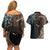 Samoa and New Zealand Together Couples Matching Off Shoulder Short Dress and Hawaiian Shirt Siapo Motif and Maori Paua Shell Pattern