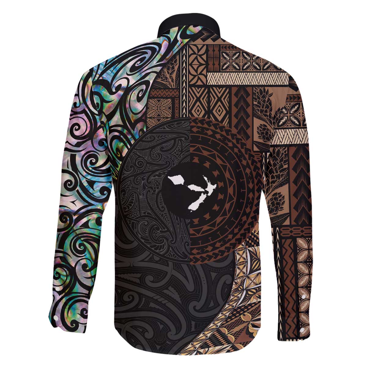 Samoa and New Zealand Together Family Matching Puletasi and Hawaiian Shirt Siapo Motif and Maori Paua Shell Pattern