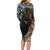 Samoa and New Zealand Together Long Sleeve Bodycon Dress Siapo Motif and Maori Paua Shell Pattern