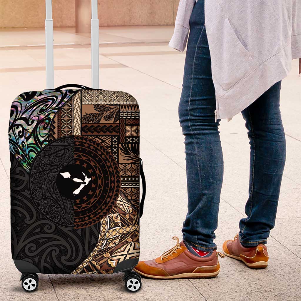 Samoa and New Zealand Together Luggage Cover Siapo Motif and Maori Paua Shell Pattern