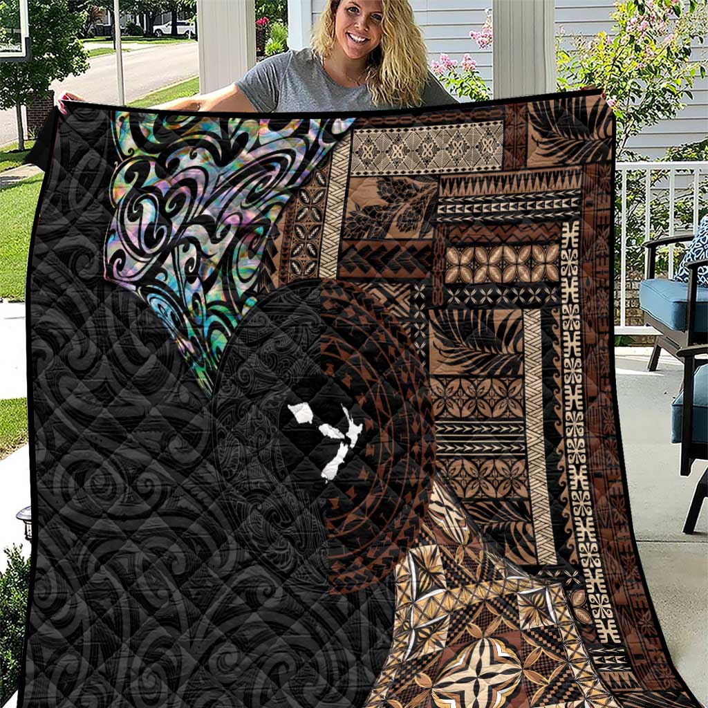 Samoa and New Zealand Together Quilt Siapo Motif and Maori Paua Shell Pattern