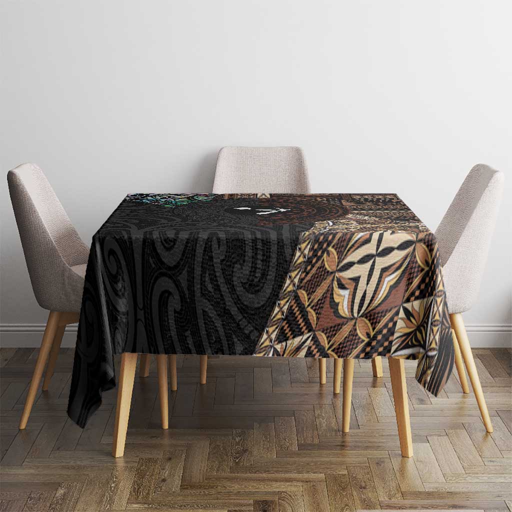 Samoa and New Zealand Together Tablecloth Siapo Motif and Maori Paua Shell Pattern