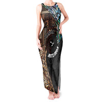 Samoa and New Zealand Together Tank Maxi Dress Siapo Motif and Maori Paua Shell Pattern