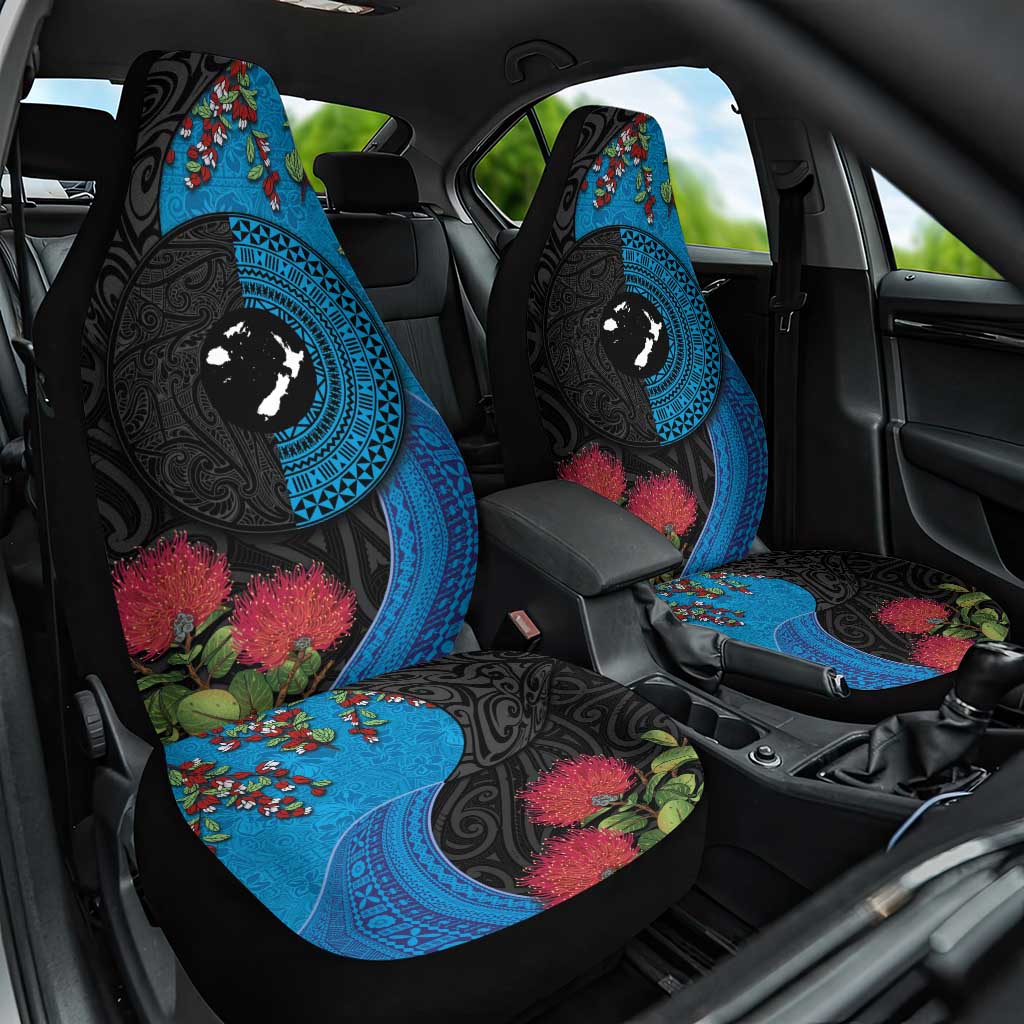 Fiji and New Zealand Together Car Seat Cover Tapa Maori Tattoo mix Tagimoucia and Pohutukawa