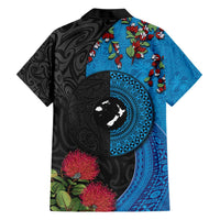 Fiji and New Zealand Together Family Matching Short Sleeve Bodycon Dress and Hawaiian Shirt Tapa Maori Tattoo mix Tagimoucia and Pohutukawa
