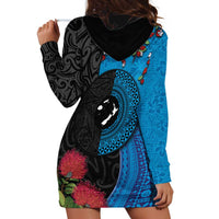 Fiji and New Zealand Together Hoodie Dress Tapa Maori Tattoo mix Tagimoucia and Pohutukawa