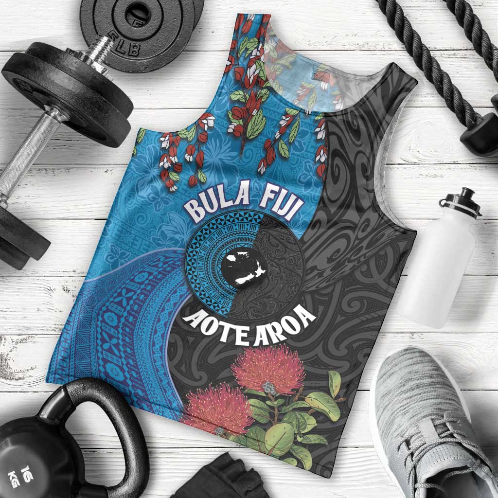 Fiji and New Zealand Together Men Tank Top Tapa Maori Tattoo mix Tagimoucia and Pohutukawa