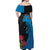 Fiji and New Zealand Together Off Shoulder Maxi Dress Tapa Maori Tattoo mix Tagimoucia and Pohutukawa